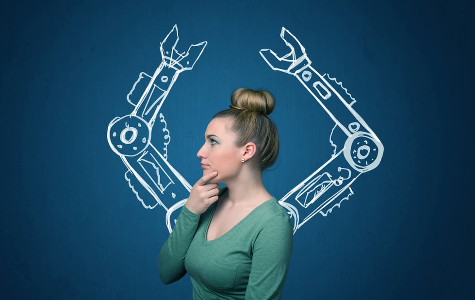Pretty young woman with robotic arms concept-2 Pretty young woman with robotic arms concept-2